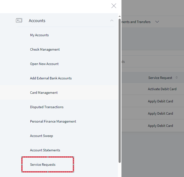 Navigation from Hamburger Menu